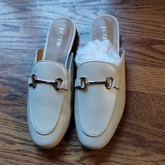 J. Crew Women's Cream Mules with Silver Accents - Picture 2 of 15